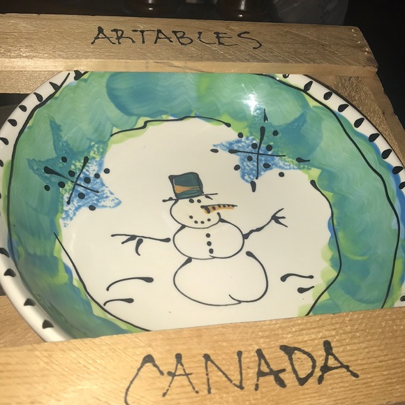 Artables Canada snowman ⛄️ plate with wooden box - Picture 3 of 7